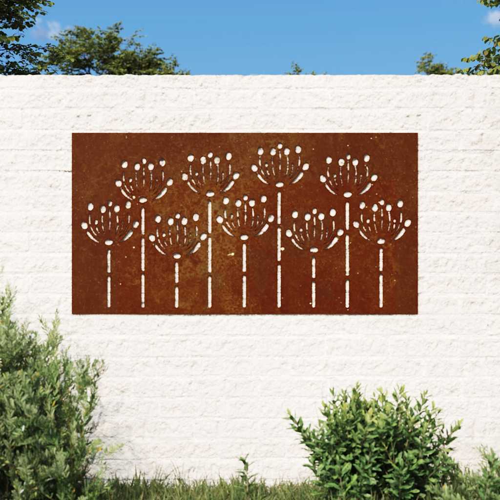 Vidaxl Wanddekoration Gartenblume Design 105x55 cm Cortenstaal