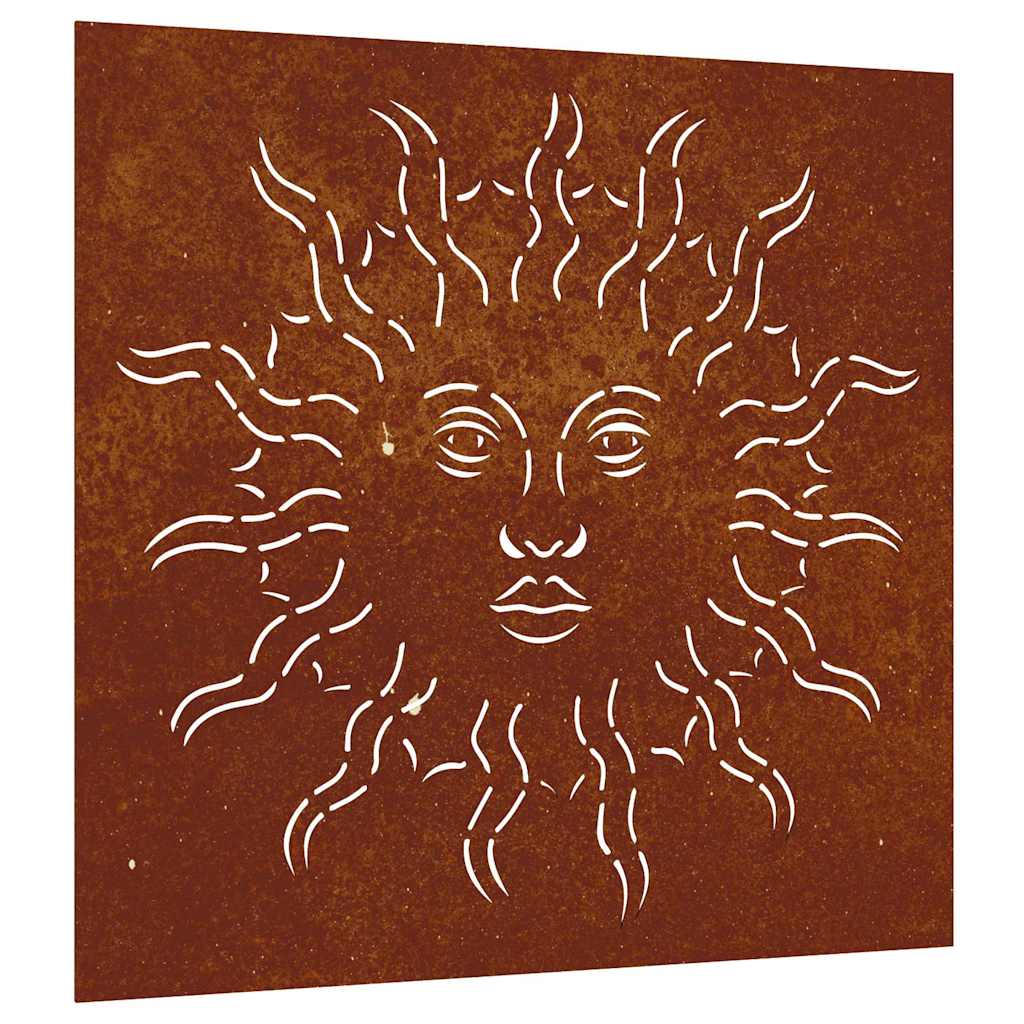 Vidaxl Wanddekoration Garten Sonne Sport 55x55 cm Cortenstaal