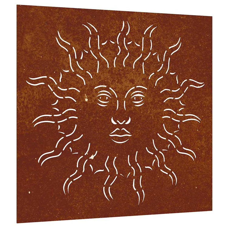 Vidaxl Wanddekoration Garten Sonne Sport 55x55 cm Cortenstaal