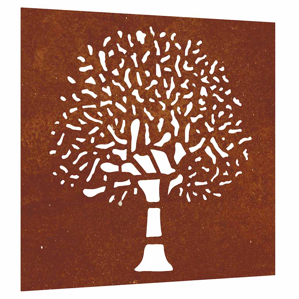 Vidaxl Wanddekoration Gartenbaum Design 55x55 cm Cortenstaal