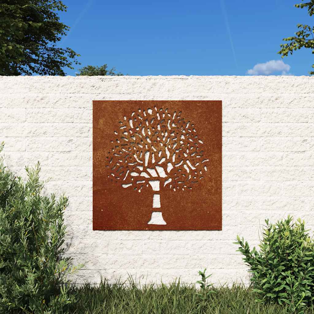 Vidaxl Wanddekoration Gartenbaum Design 55x55 cm Cortenstaal