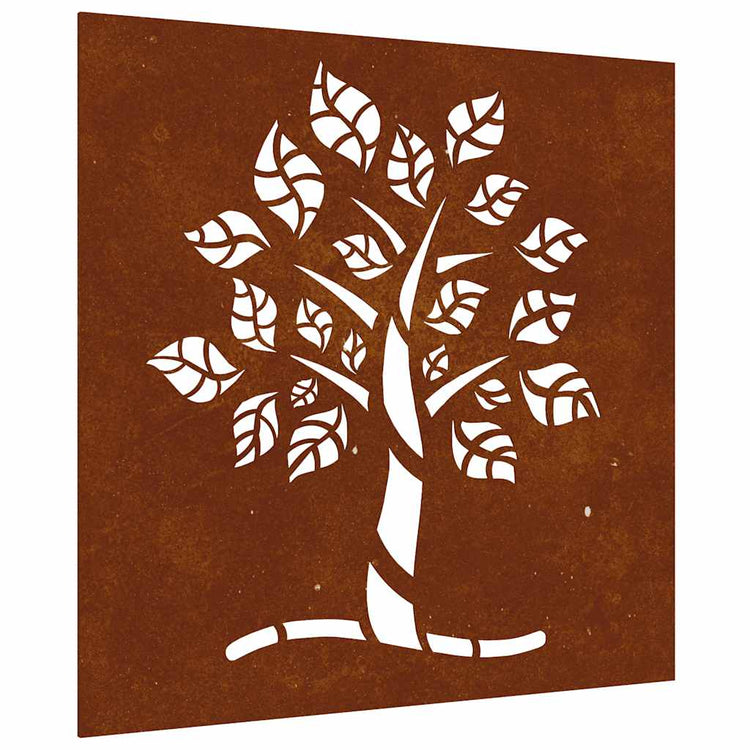 Vidaxl Wanddekoration Gartenbaum Design 55x55 cm Cortenstaal