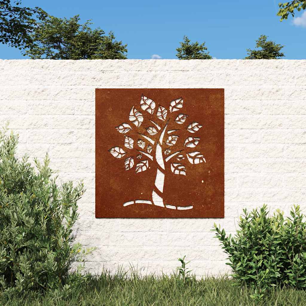 Vidaxl Wanddekoration Gartenbaum Design 55x55 cm Cortenstaal