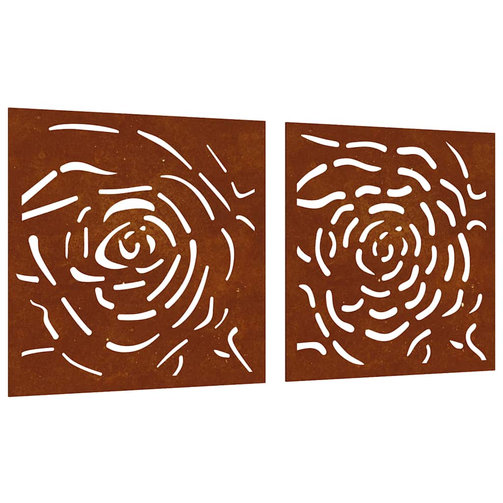 Vidaxl Wanddekoration Garten 2 St Rose Design 55x55 cm Corten Stahl