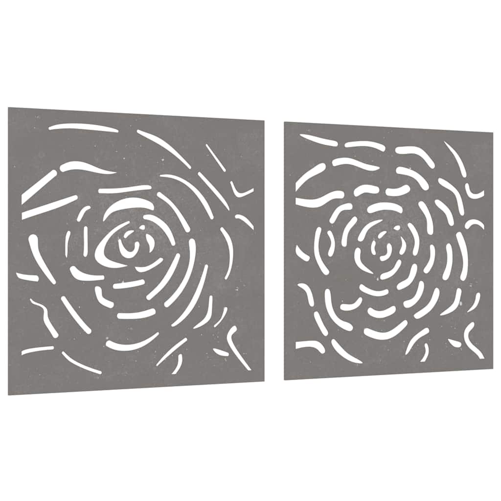 Vidaxl Wanddekoration Garten 2 St Rose Design 55x55 cm Corten Stahl