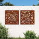 Vidaxl Wanddekoration Garten 2 St Rose Design 55x55 cm Corten Stahl
