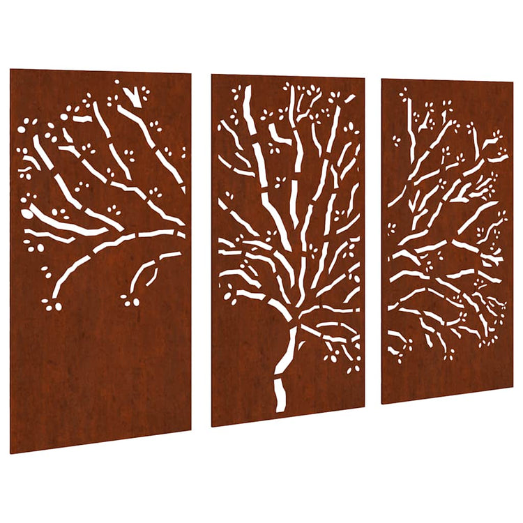 Vidaxx 3-teiliges Gartendekorationsset Baumdesign 105x55 cm Cortenstahl