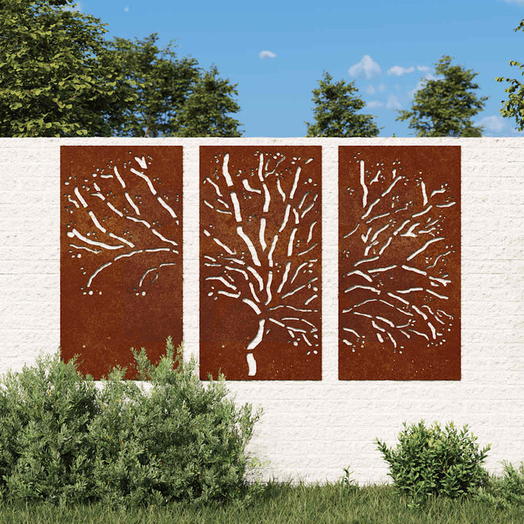 Vidaxx 3-teiliges Gartendekorationsset Baumdesign 105x55 cm Cortenstahl
