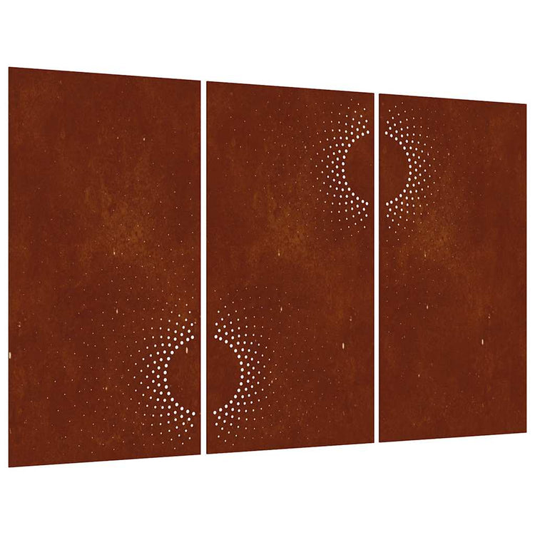 Vidaxl Wanddekoration Garten 3 St. Sonne Design 105x55 cm Cortenstaal