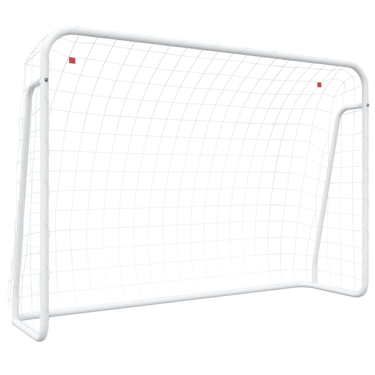 Vidaxl -Fußballtor mit Netto 214x75x152 cm Stahl und Polyester weiß
