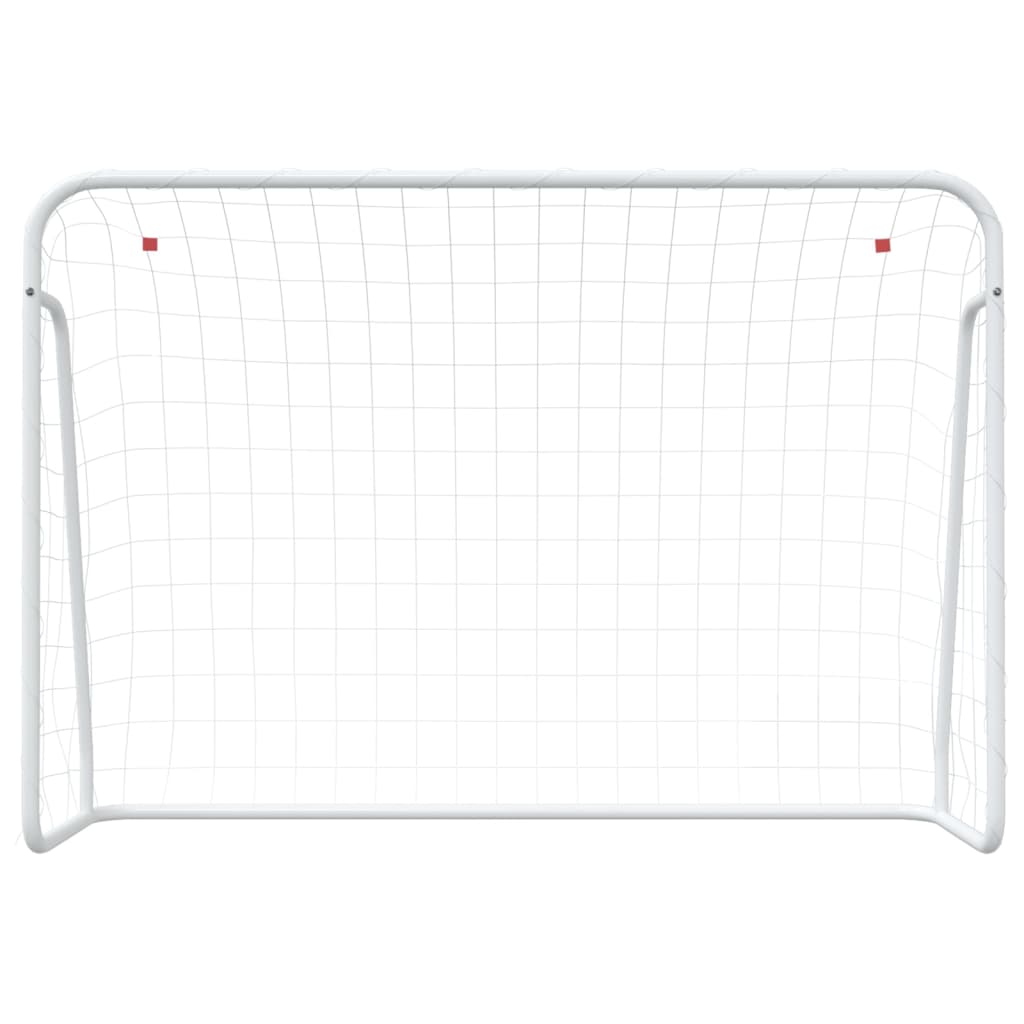 Vidaxl -Fußballtor mit Netto 214x75x152 cm Stahl und Polyester weiß