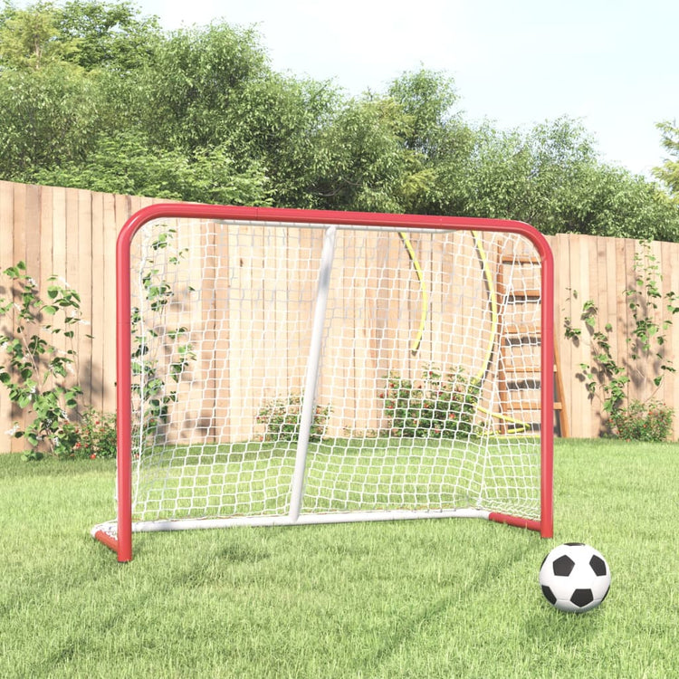 Vidaxl Hockey -Ziel mit Netto 153x60x118 cm Stahl und Polyesterrot und Weiß