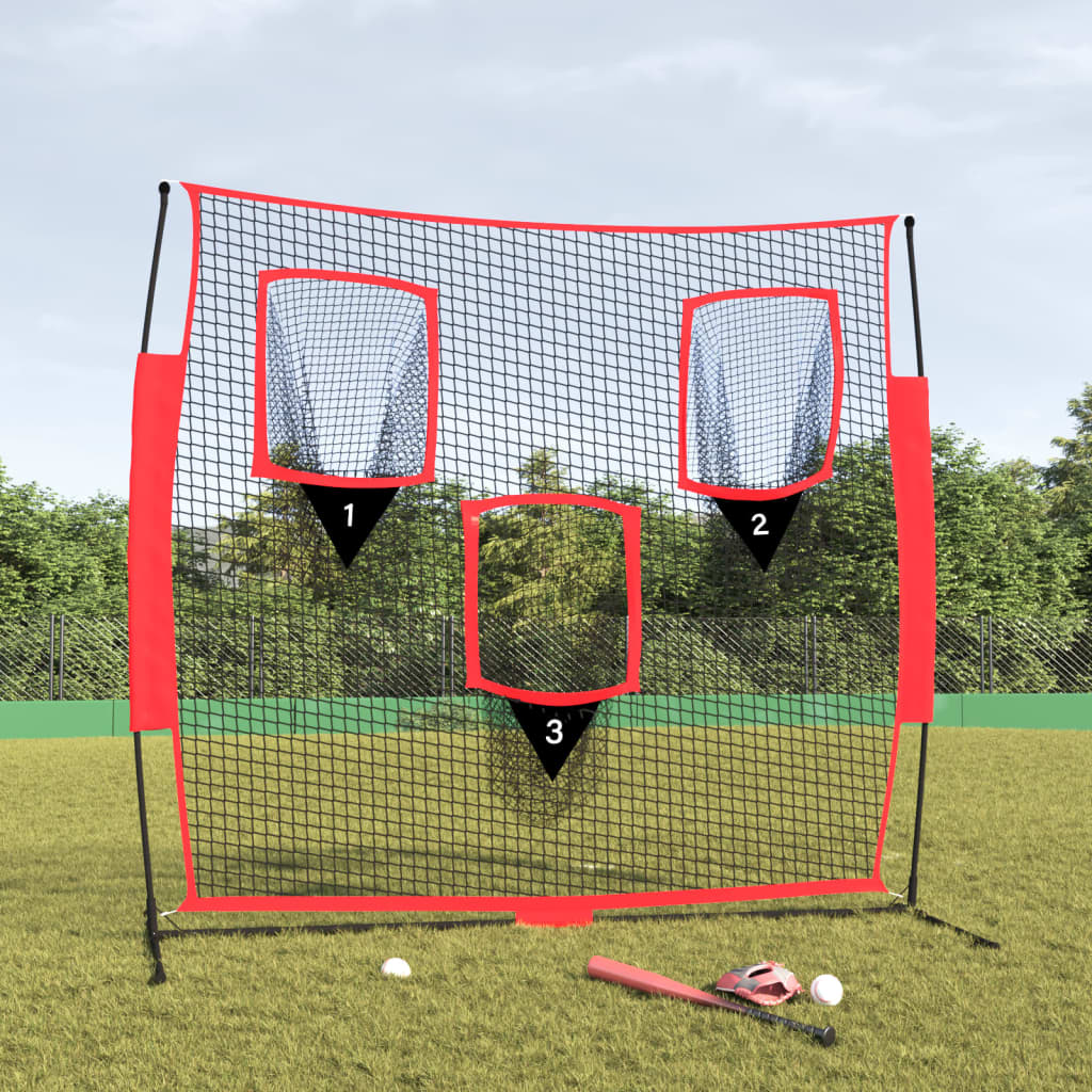Vidaxl Baseball Net tragbar 183x105x183 cm Polyester schwarz und rot