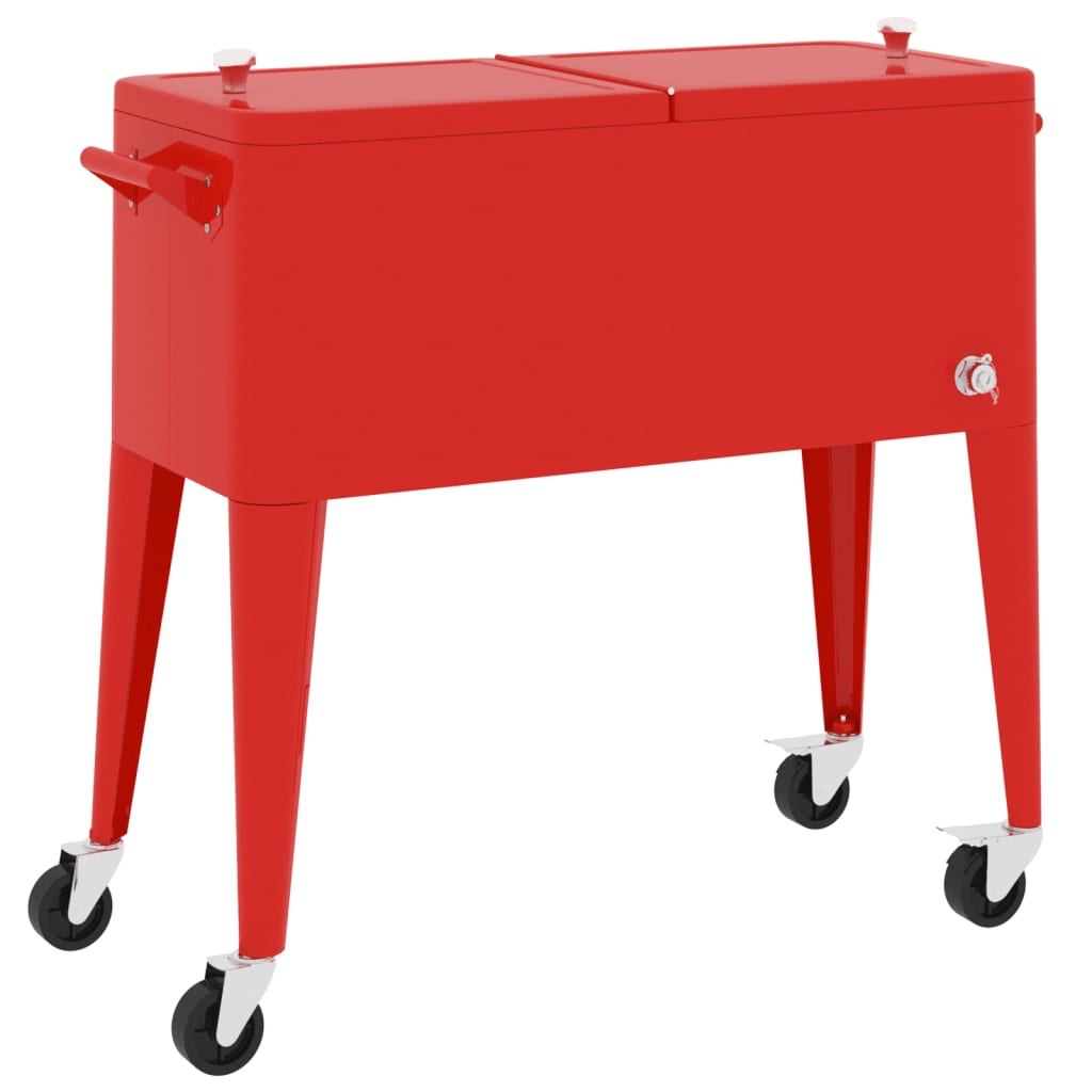 Vidaxl Cool Box auf Rädern 92x43x89 cm rot