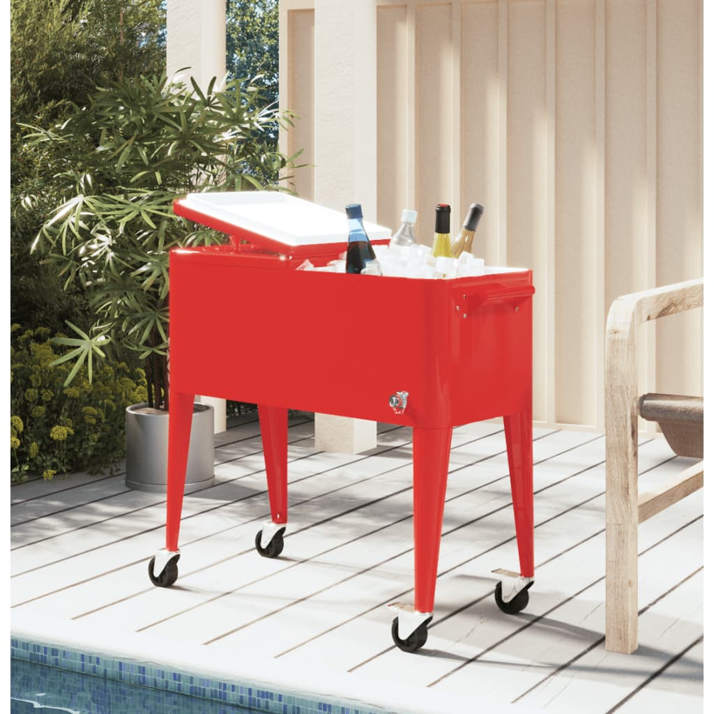 Vidaxl Cool Box auf Rädern 92x43x89 cm rot