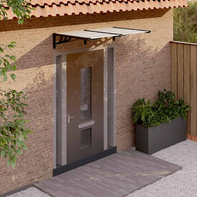 Vidaxl -Tür -Baldachin 152,5 x 90 cm Polycarbonat schwarz und transparent