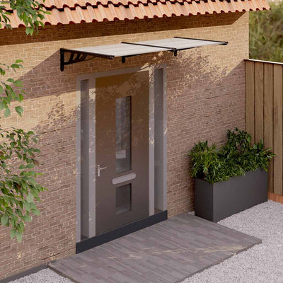Vidaxl -Tür -Baldachin 199x90 cm Polycarbonat schwarz und transparent