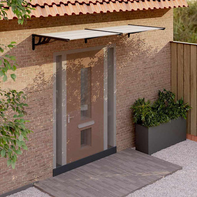 Vidaxl -Tür -Baldachin 239 x 90 cm Polycarbonat schwarz und transparent