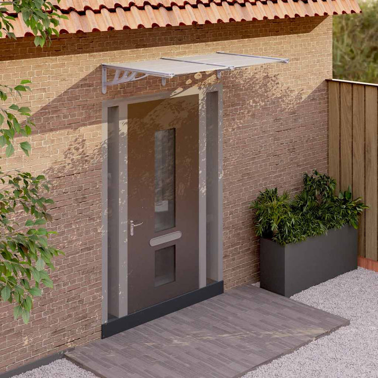 Vidaxl -Tür -Baldachin 152,5 x 90 cm Polycarbonat grau und transparent