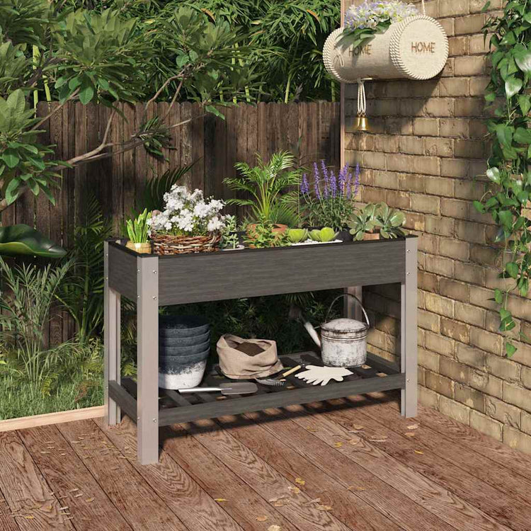 VIDAXL -Pflanzer mit Regal 120 x 50 x 75 cm HKC Grau angehoben