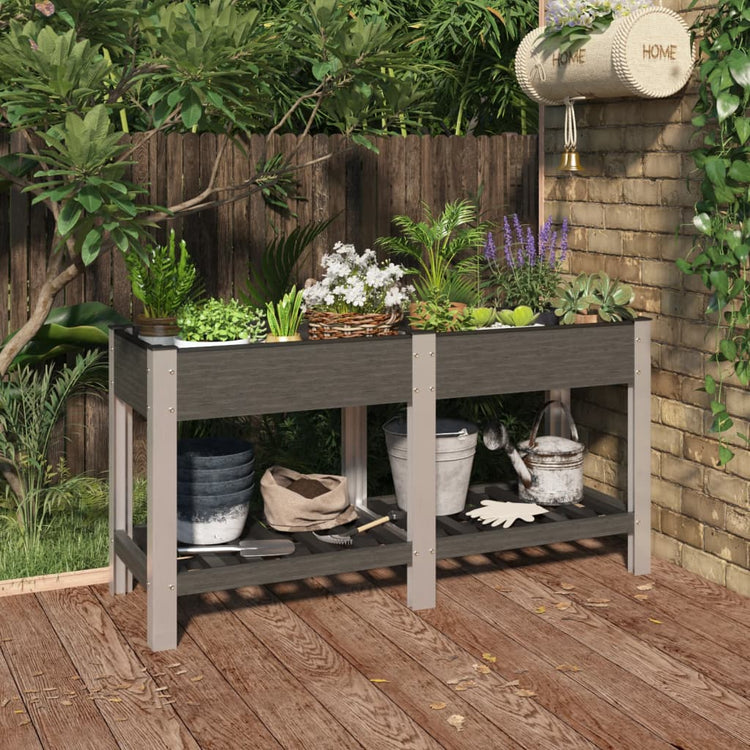 VIDAXL -Pflanzer mit Regal 150 x 50 x 75 cm HKC Grau angehoben