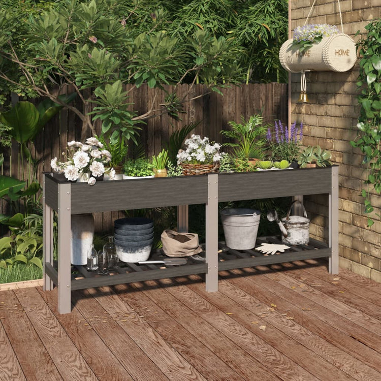 VIDAXL -Pflanzer mit Regal 200x50x75 cm HKC Gray angehoben