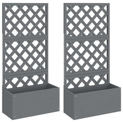 VIDAXL -Pflanzer mit Latwerk 2 PCs 65x33x135 cm HKC Grau