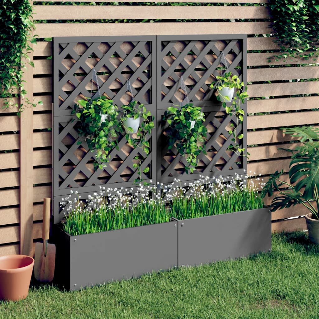VIDAXL -Pflanzer mit Latwerk 2 PCs 65x33x135 cm HKC Grau