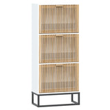 VIDAXL -Schuhschrank 52x25x120 cm propertiertes Holz weiß - afbeelding 2