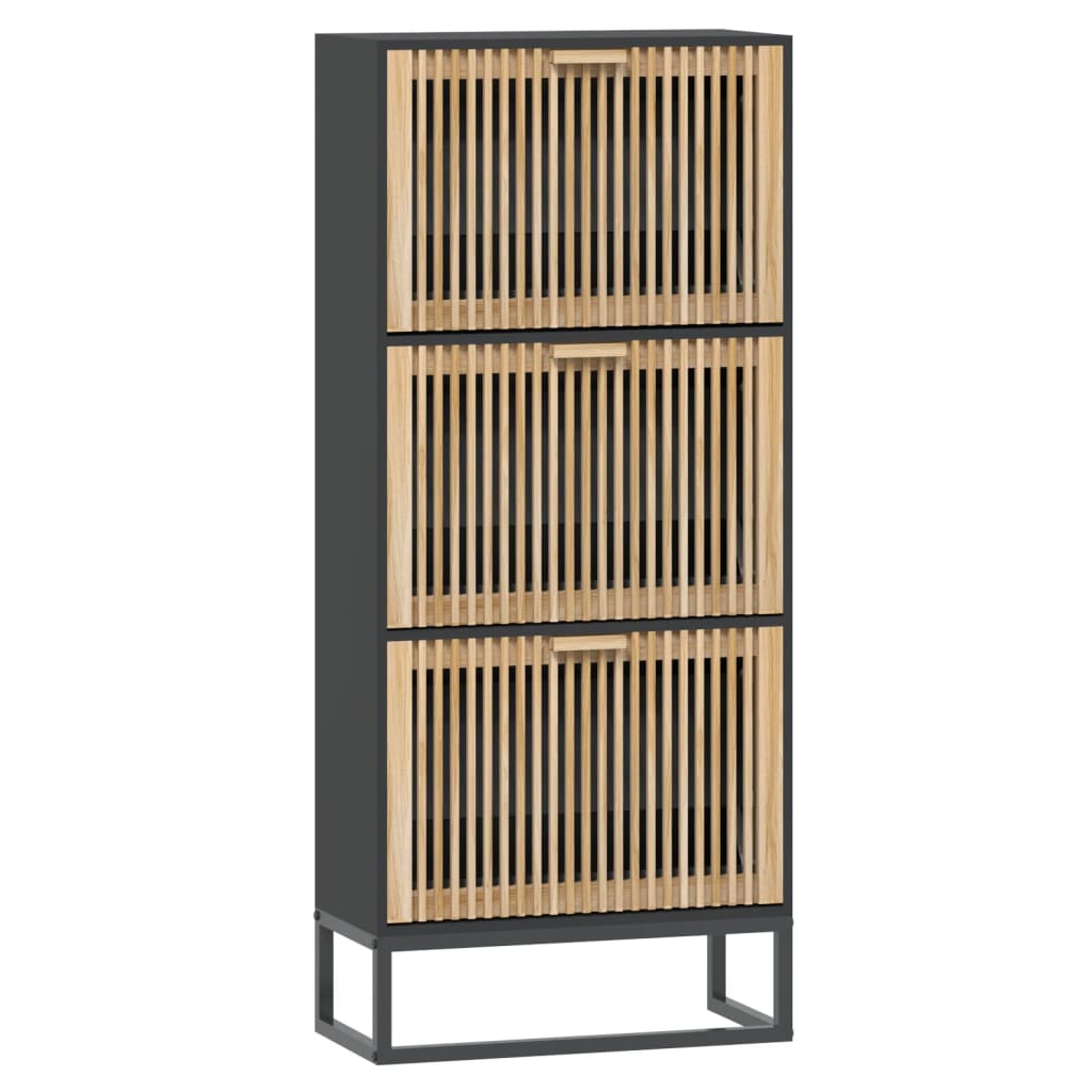 Vidaxl Schuhschrank 52x25x120 cm propertiertes Holzschwarz