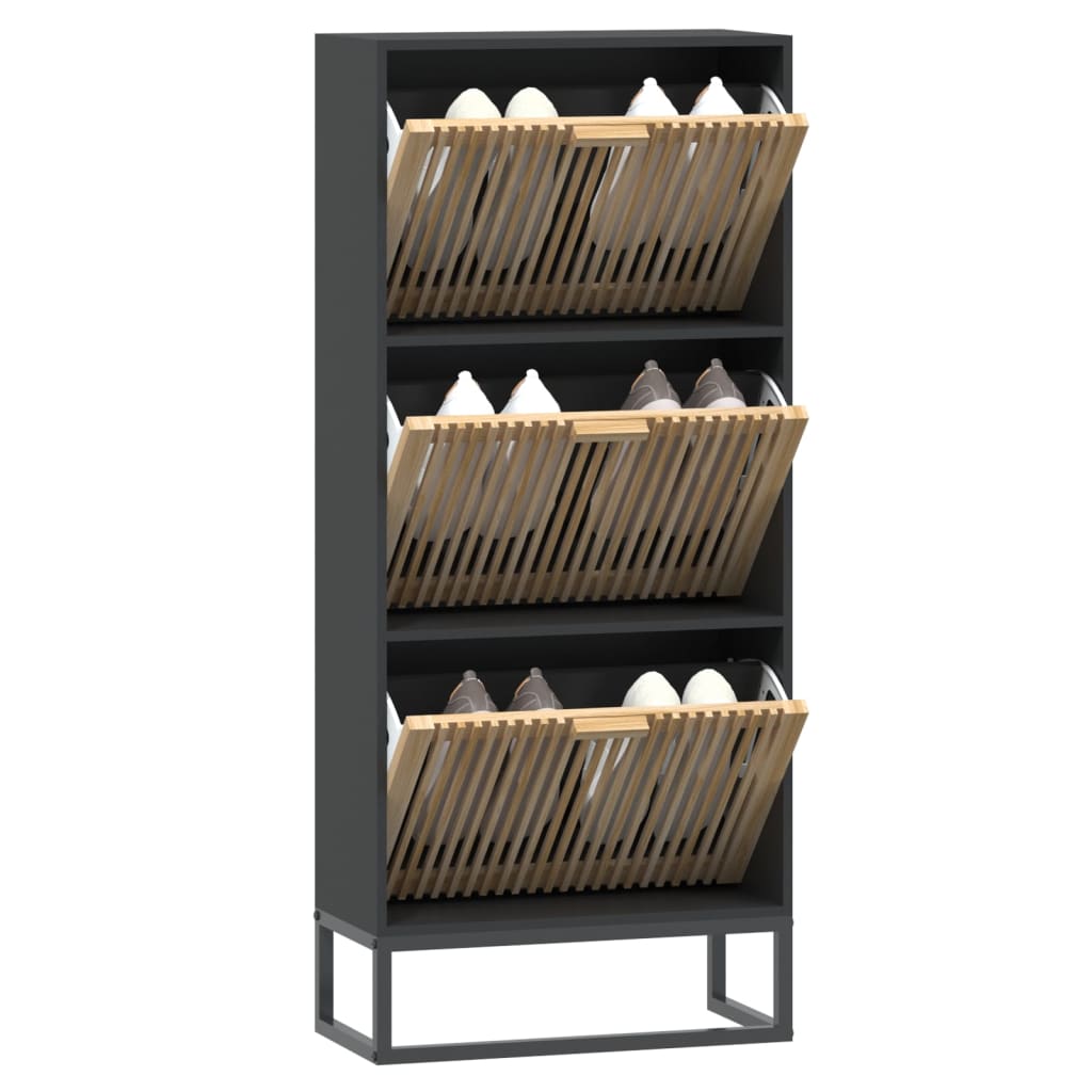 Vidaxl Schuhschrank 52x25x120 cm propertiertes Holzschwarz