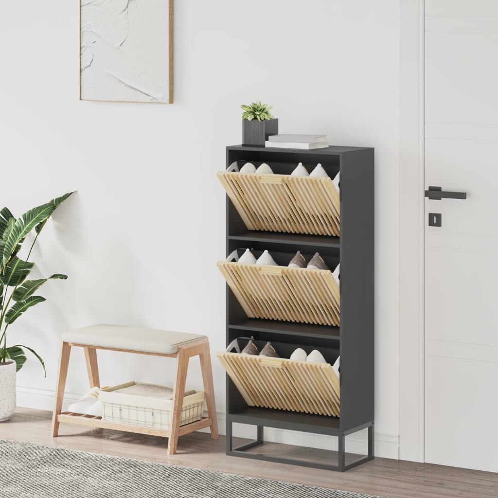 Vidaxl Schuhschrank 52x25x120 cm propertiertes Holzschwarz