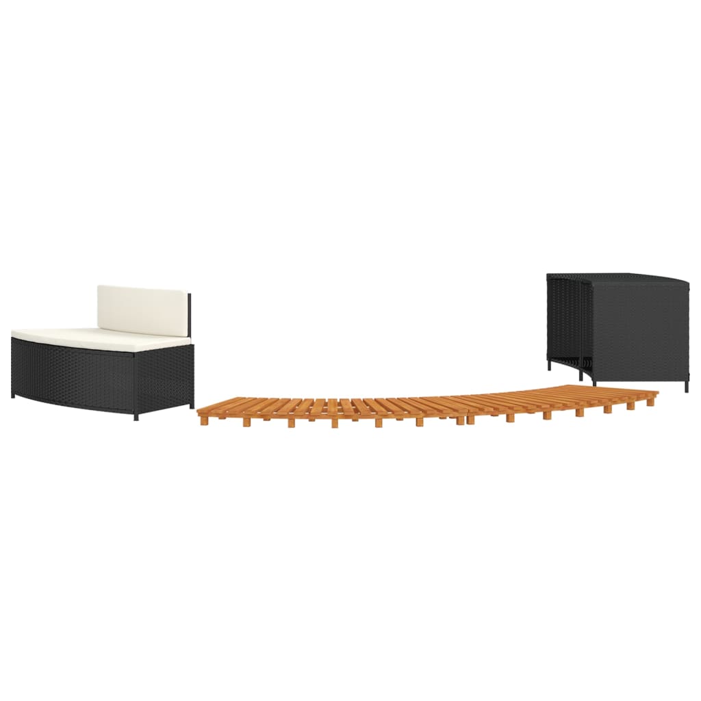 Vidaxl hottub-bouw poly rattan und festes acaciahout schwarz