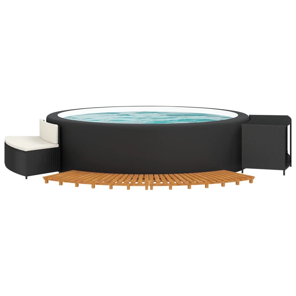 Vidaxl hottub-bouw poly rattan und festes acaciahout schwarz