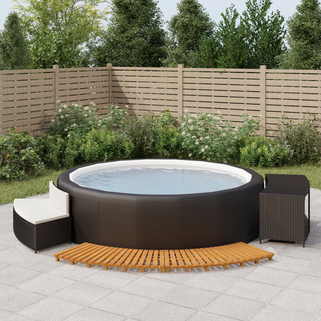Vidaxl hottub-bouw poly rattan und festes acaciahout schwarz