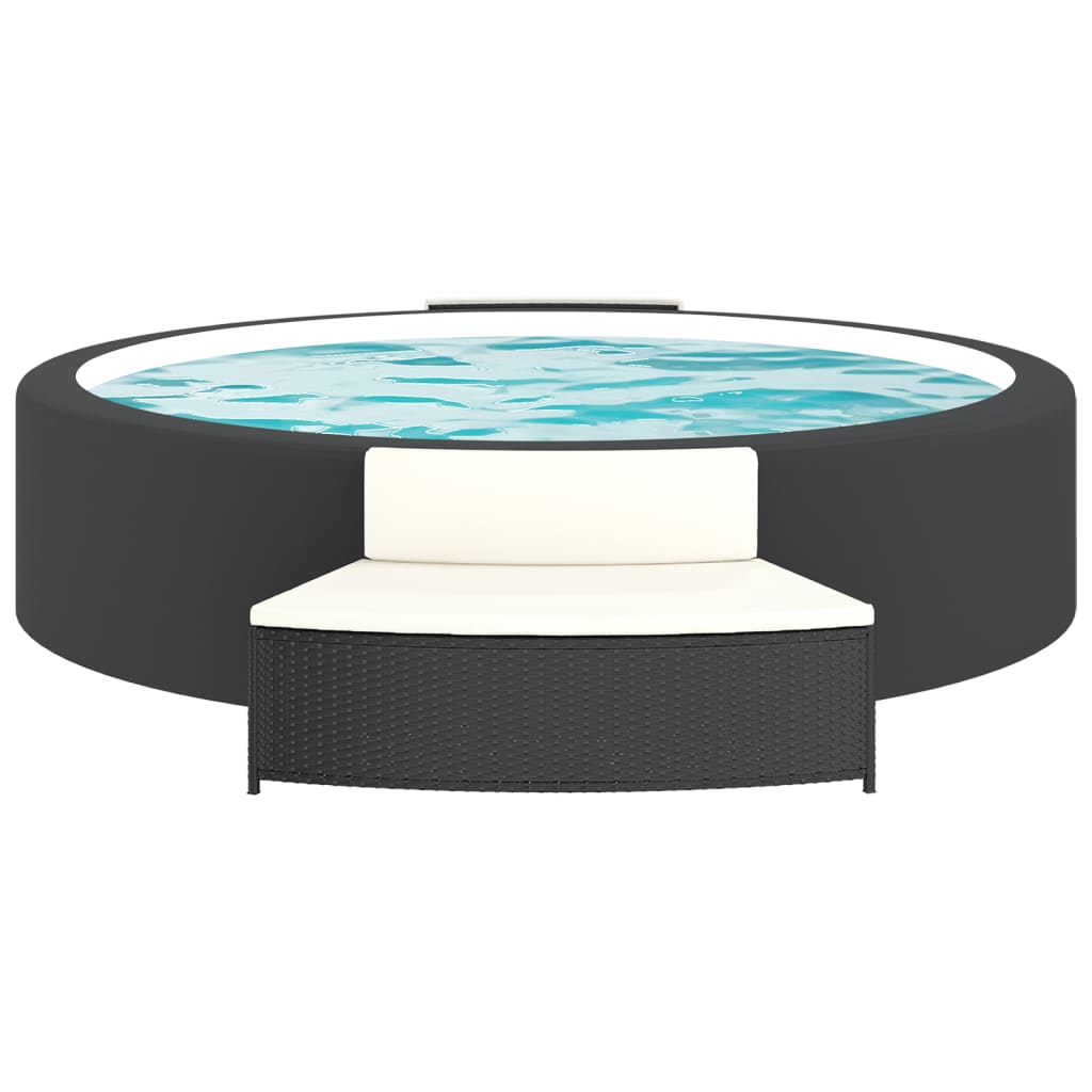 Vidaxl -Spa -Bänke mit Kissen 2 St Poly Rattan Schwarz