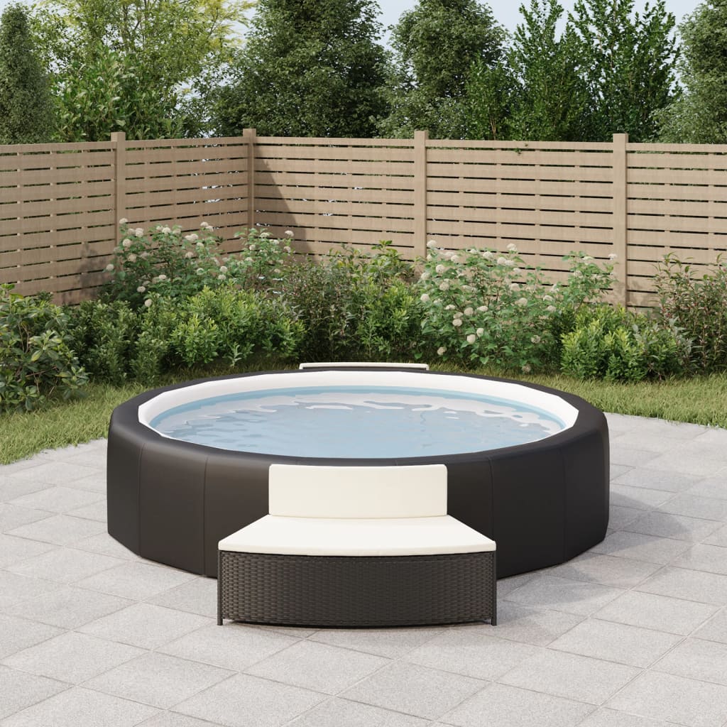Vidaxl -Spa -Bänke mit Kissen 2 St Poly Rattan Schwarz