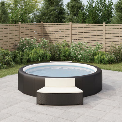 Vidaxl -Spa -Bänke mit Kissen 2 St Poly Rattan Schwarz