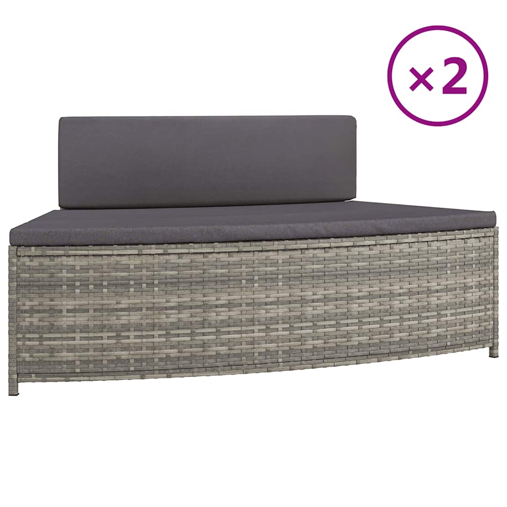 Vidaxl -Spa -Bänke mit Kissen 2 St Poly Rattan Grau