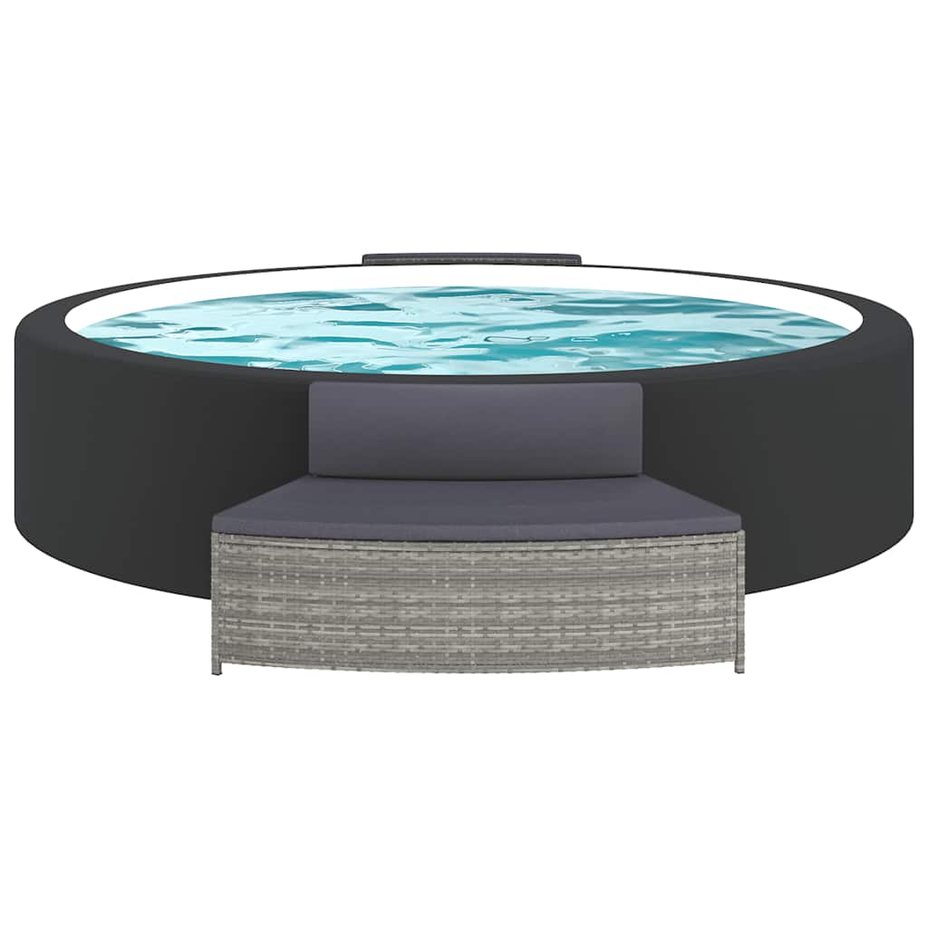 Vidaxl -Spa -Bänke mit Kissen 2 St Poly Rattan Grau