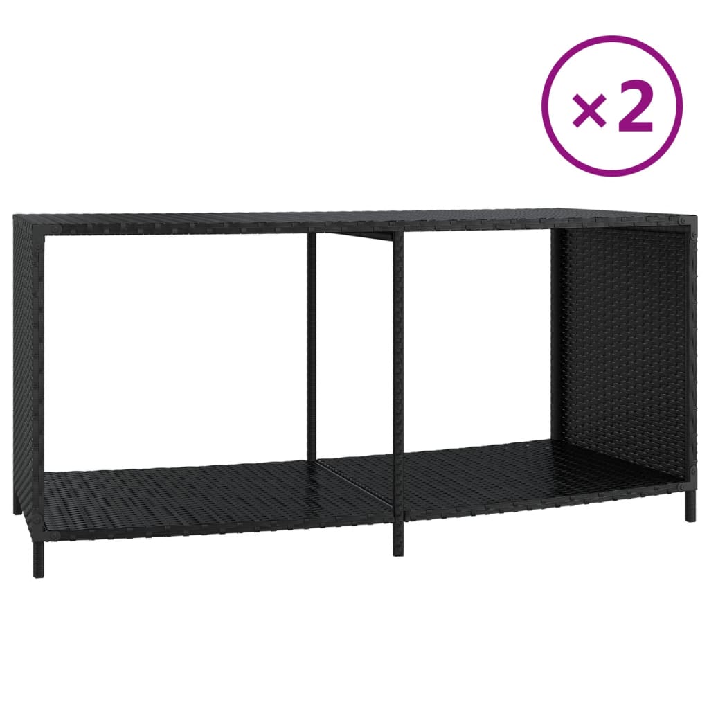 Vidaxl -Speicherwerte 2 St Poly Rattan Schwarz