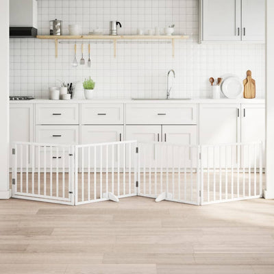 Vidaxl Hundzaun zusammenklappbar mit Tür 4 Panels 320 cm Populierhout Weiß
