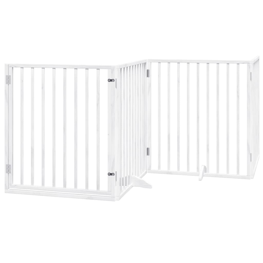 Vidaxl Hundzaun zusammenklappbar mit Tür 4 Panels 320 cm Populierhout Weiß