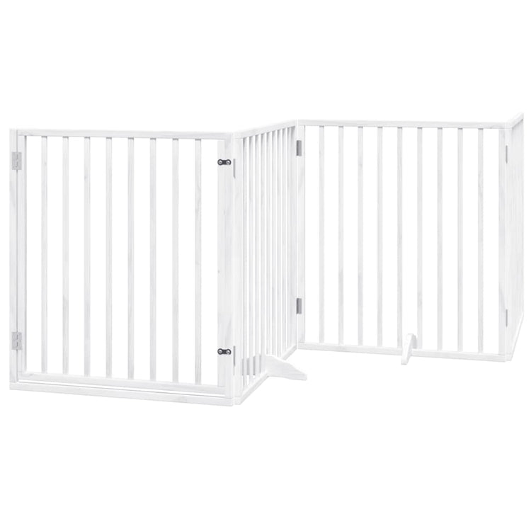 Vidaxl Hundzaun zusammenklappbar mit Tür 4 Panels 320 cm Populierhout Weiß