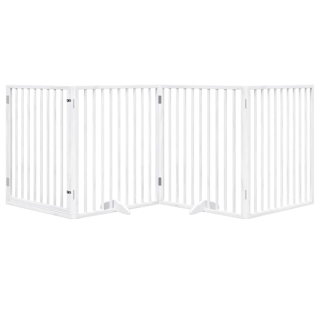 Vidaxl Hundzaun zusammenklappbar mit Tür 4 Panels 320 cm Populierhout Weiß