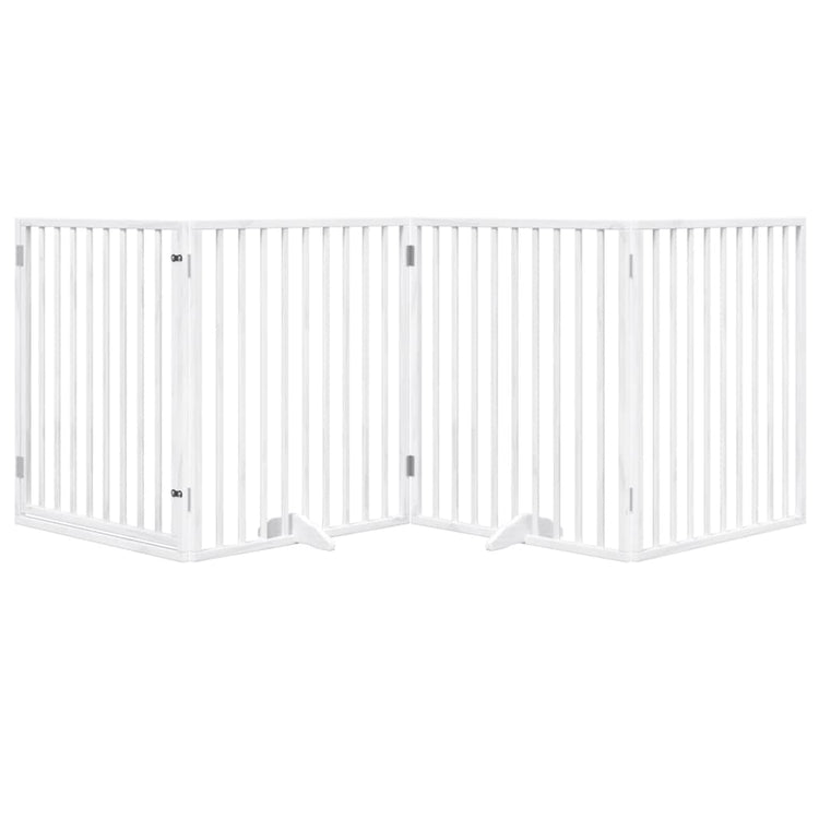 Vidaxl Hundzaun zusammenklappbar mit Tür 4 Panels 320 cm Populierhout Weiß
