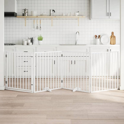 Vidaxl Hundzaun zusammenklappbar mit Tür 4 Panels 320 cm Populierhout Weiß