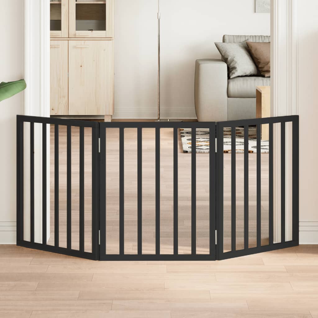 Vidaxx faltbares Hundegitter 3 Paneele 150 cm Pappelholz schwarz