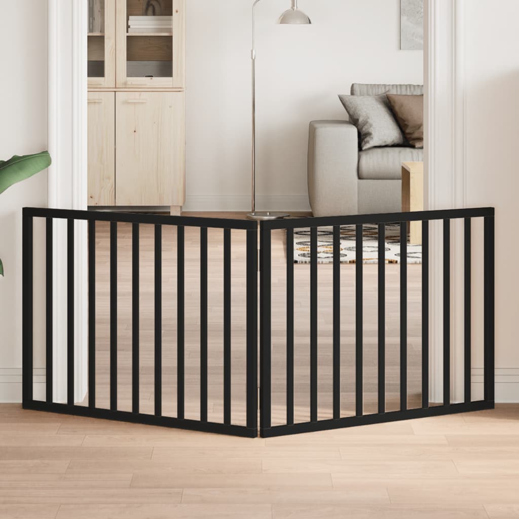 Vidaxl Hundezaun zusammenklappbar 2 Panels 160 cm Populierhout Schwarz