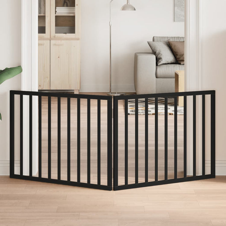 Vidaxl Hundezaun zusammenklappbar 2 Panels 160 cm Populierhout Schwarz